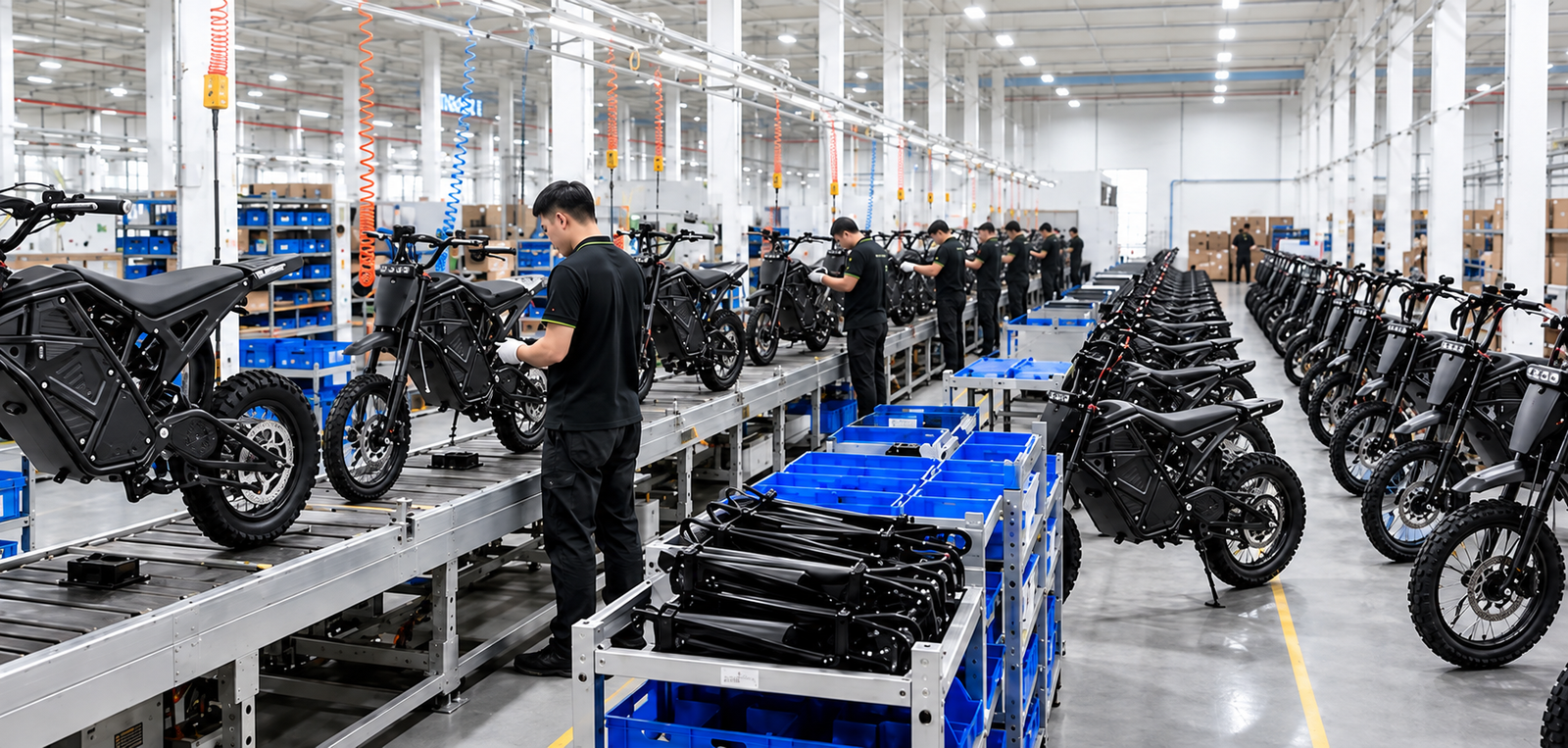Electric two-wheel vehicles on the FALCON assembly line