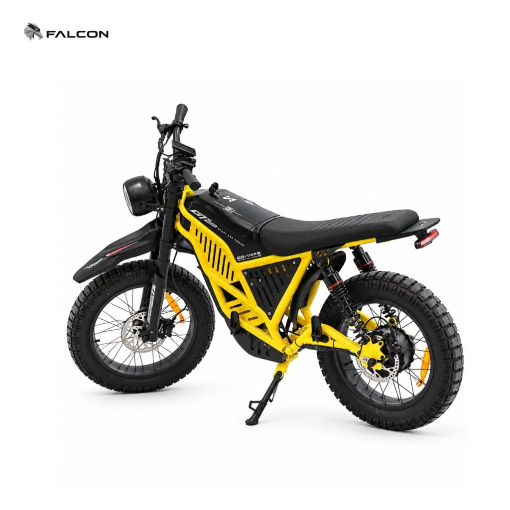 Off-Road Electric Motorcycle with Fat Tires, Dual Suspension & Long Seat-ZR-CP011
