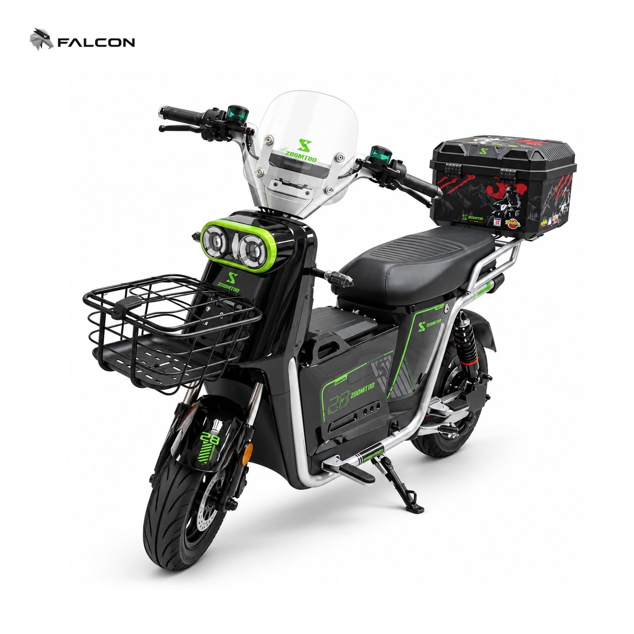 Urban Electric Motorcycle with Large Rear Cargo Box & Front Basket-ZR-CP027 — view 1