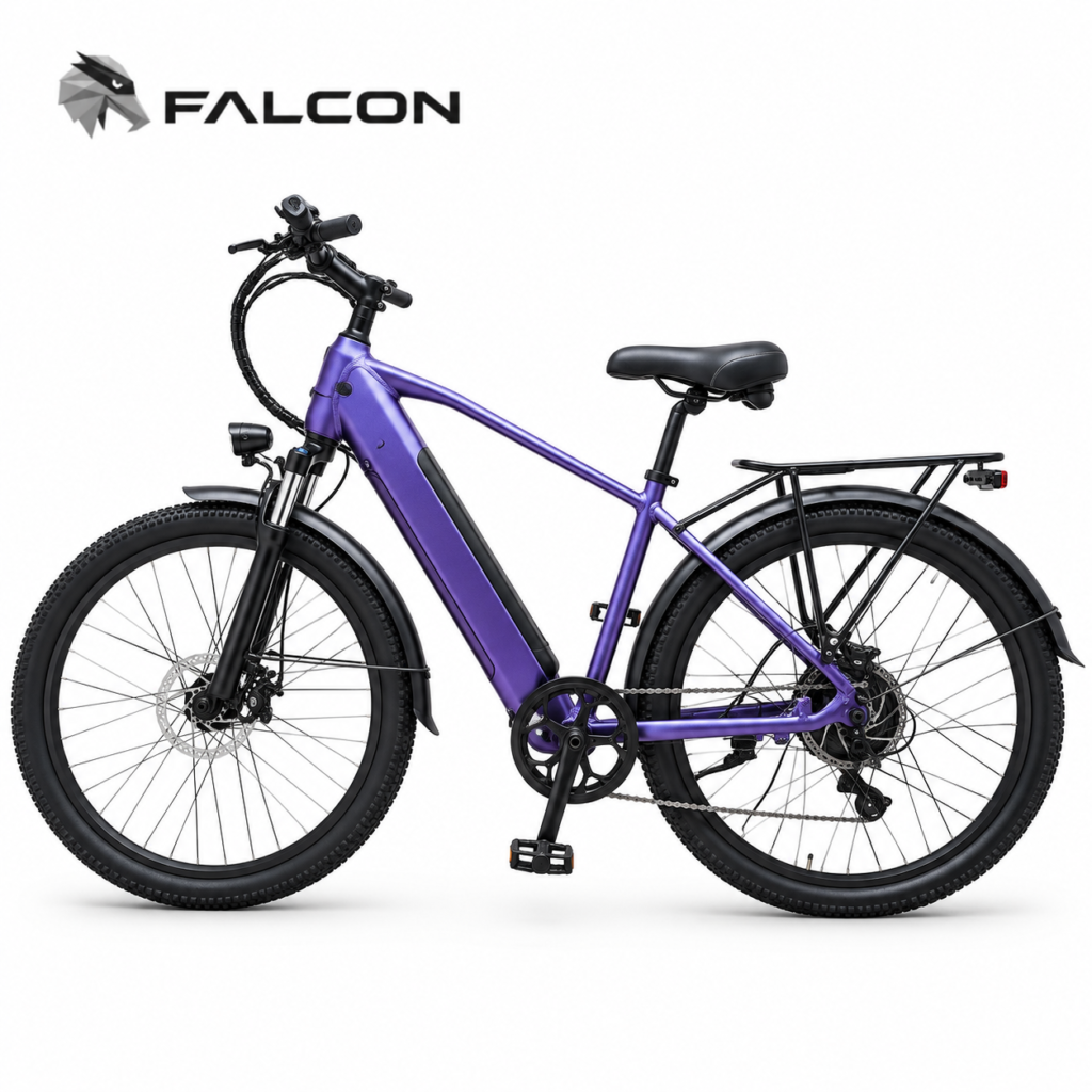 Purple Electric Bike with Rear Rack, Front Suspension & Disc BrakesZT-GC