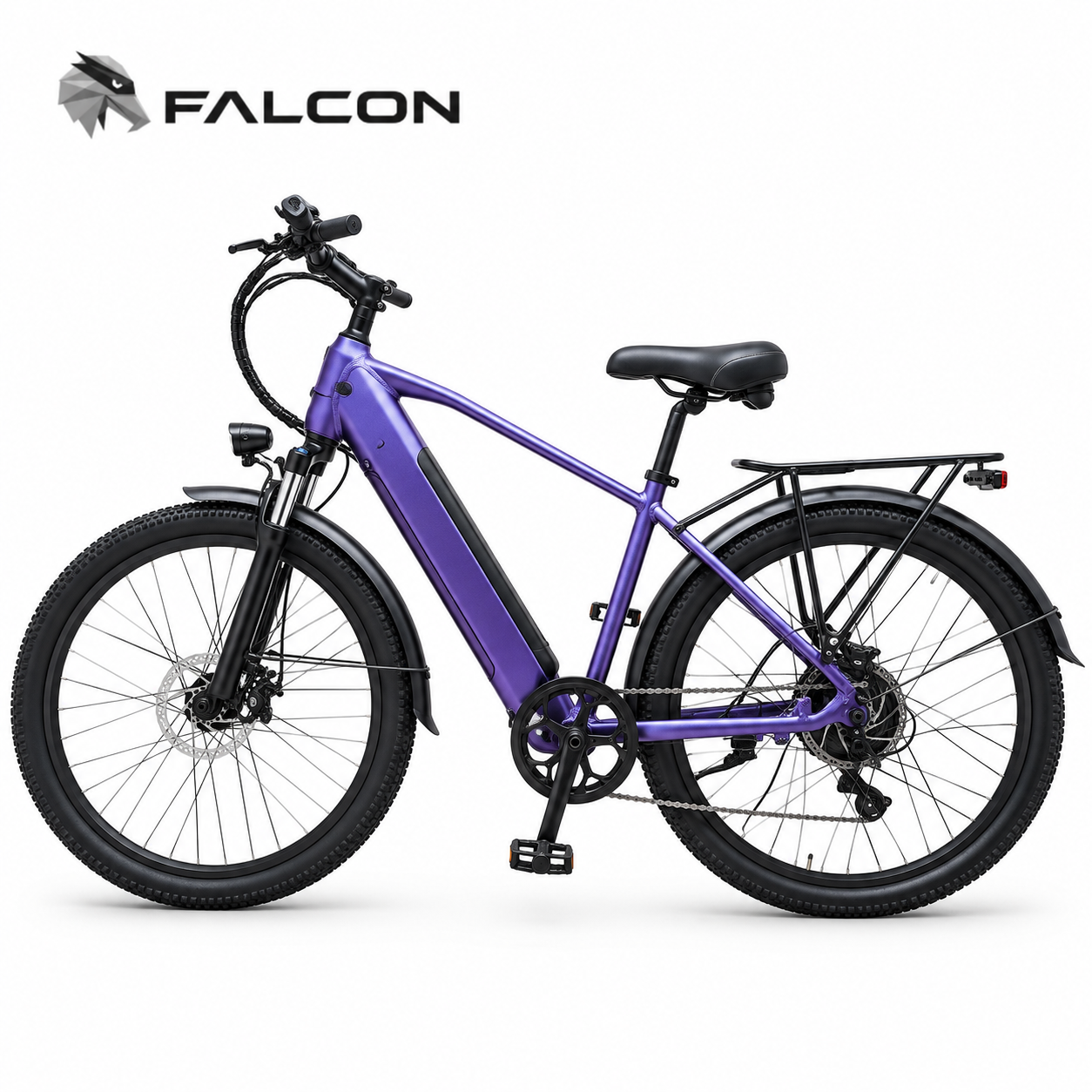Purple Electric Bike with Rear Rack, Front Suspension & Disc BrakesZT-GC