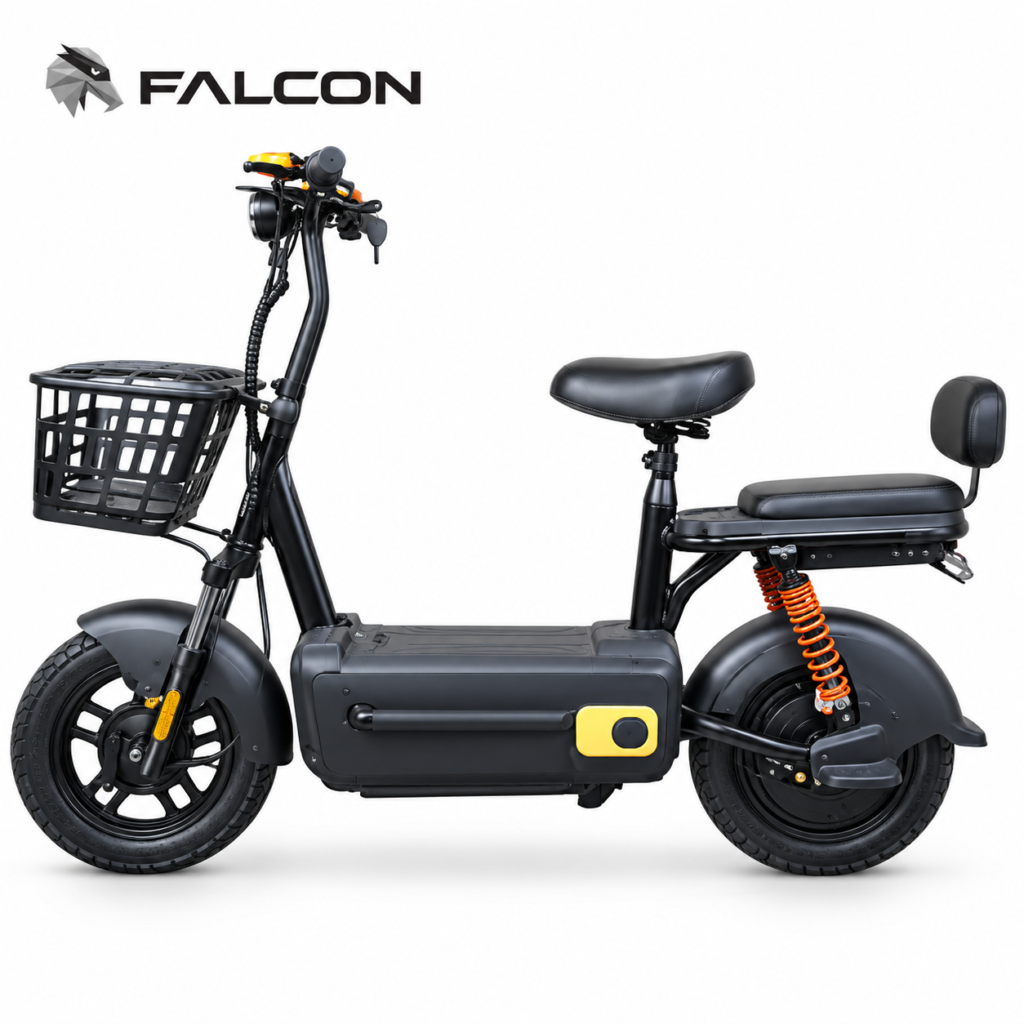 Compact Electric Commuter Scooter with Front Basket, Dual Seat & Rear Suspension-ZT-QQT
