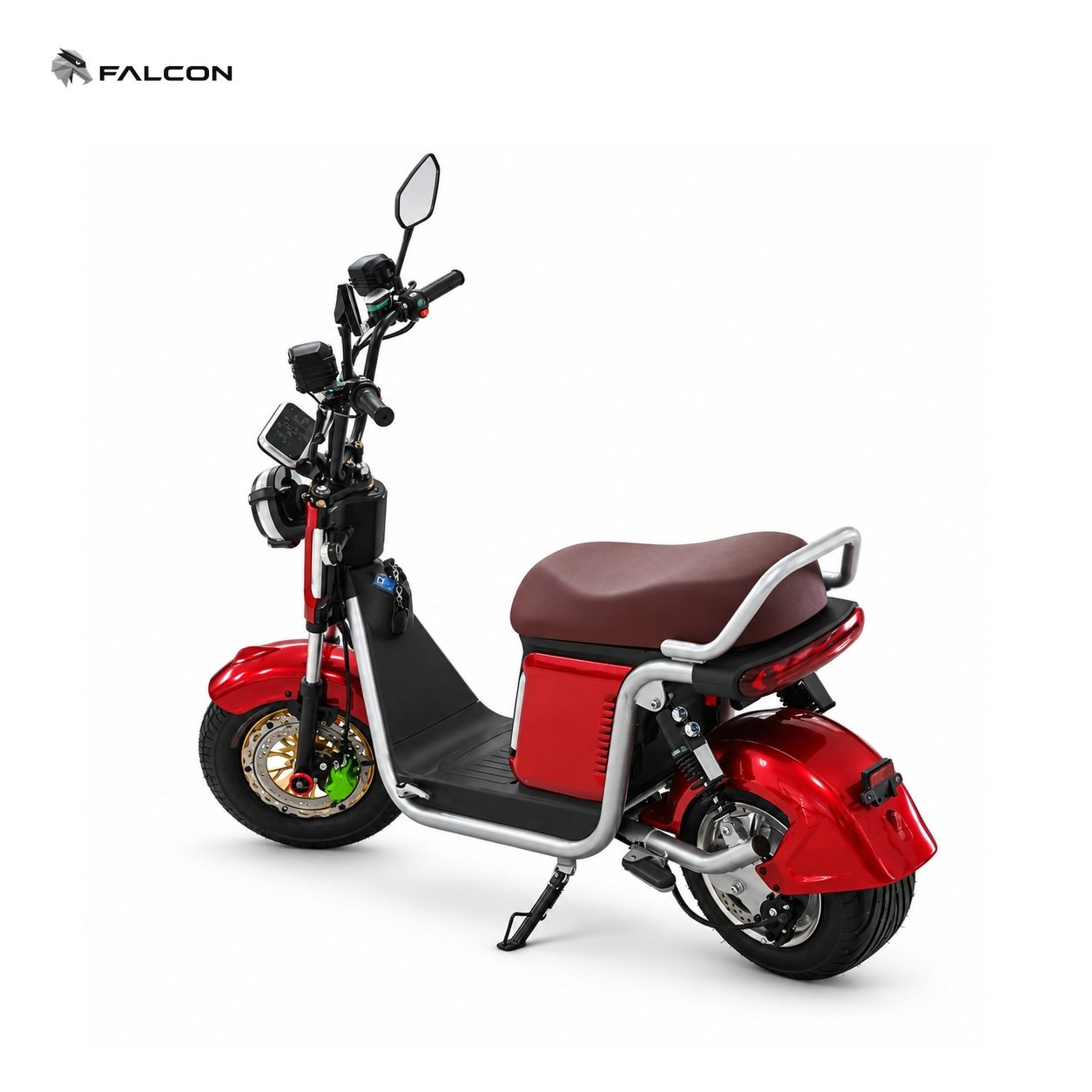 FALCON ZR-CP034 red urban electric scooter with wide seat and rear grab rail