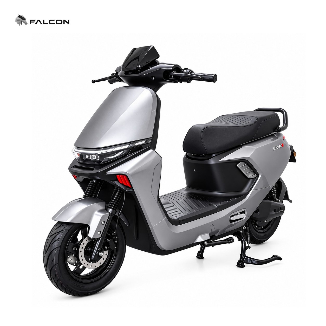 Silver Electric Commuter Scooter with Wide Seat & Front Disc Brake-ZR-CP046 — view 1