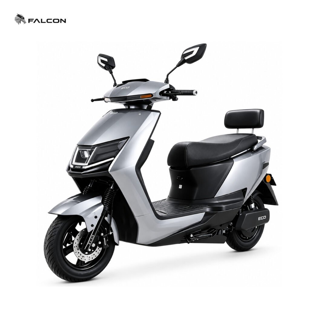 Silver Urban Electric Scooter with Passenger Backrest & Disc Brake-ZR-CP048