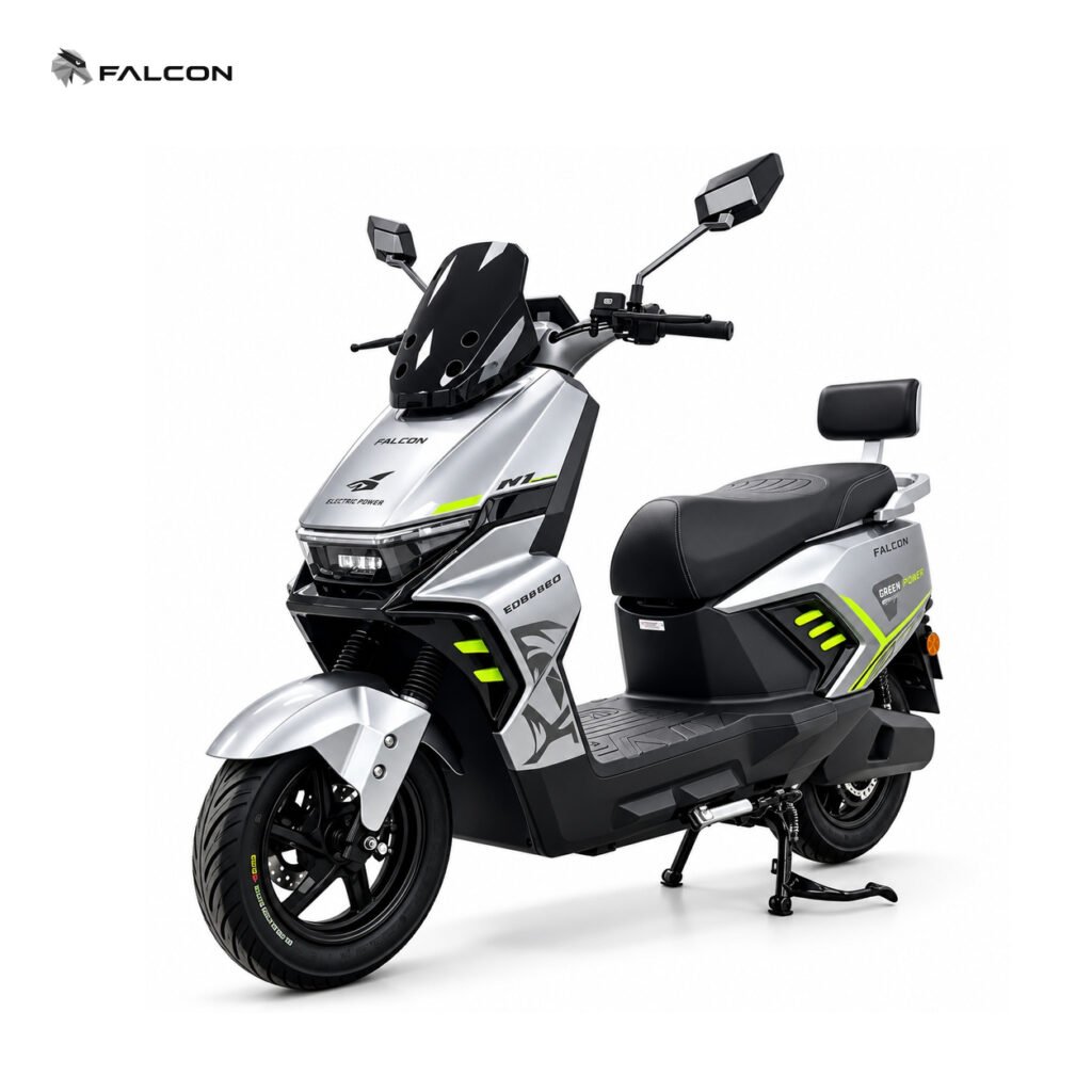 Silver Urban Electric Scooter with Passenger Backrest & Front Suspension-ZR-CP045