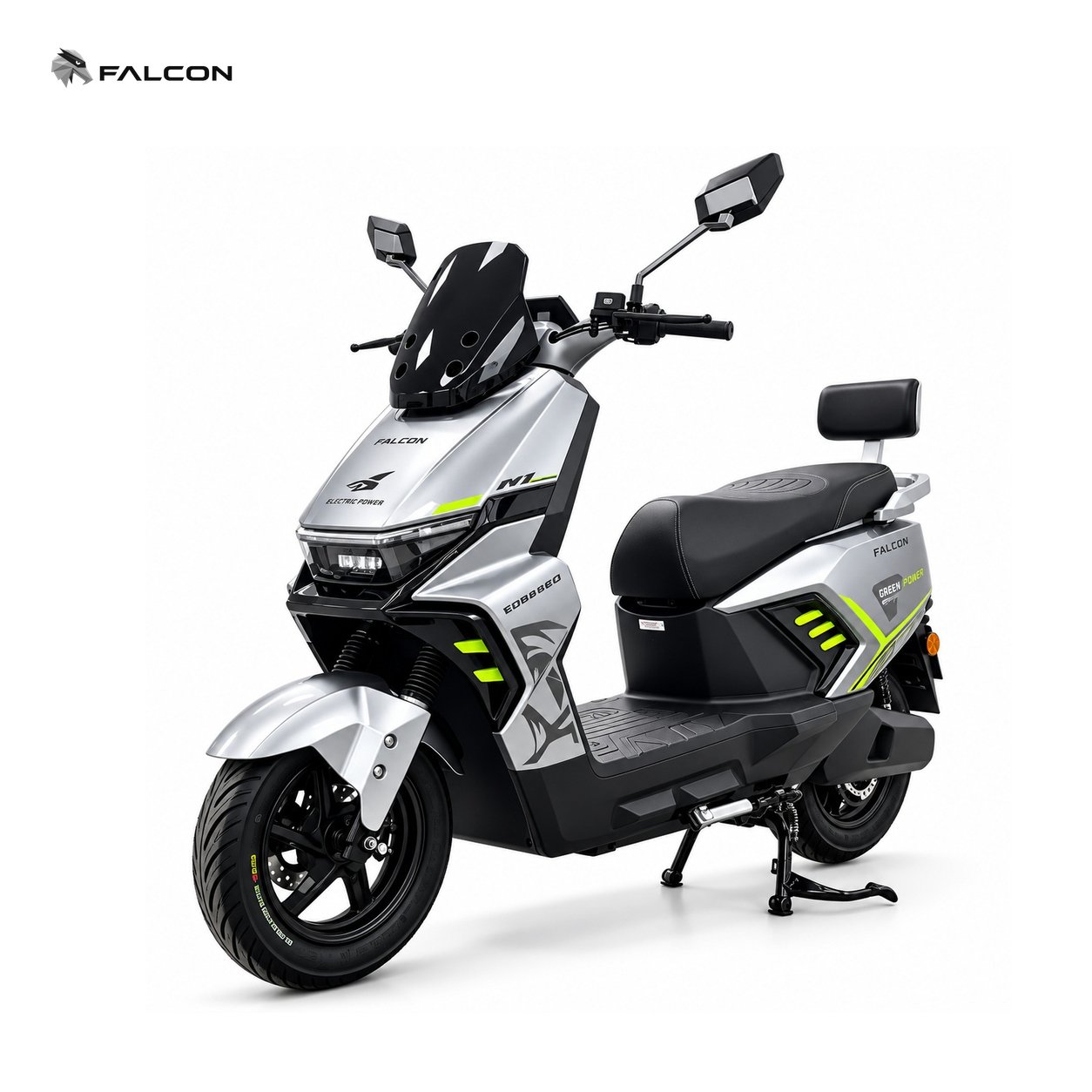 Silver Urban Electric Scooter with Passenger Backrest & Front Suspension-ZR-CP045 — view 1