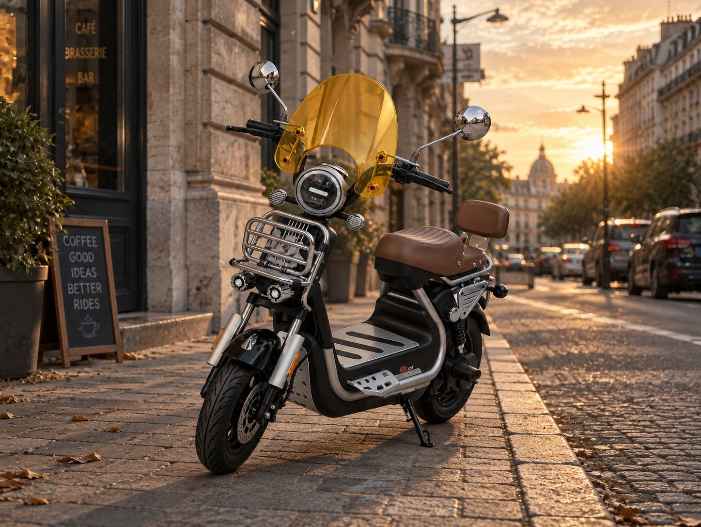Urban Electric Scooter with Dual Seat & Rear Passenger Backrest-ZR-CP032