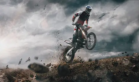 Off-road motorcycle riding illustration for a custom electric dirt bike project